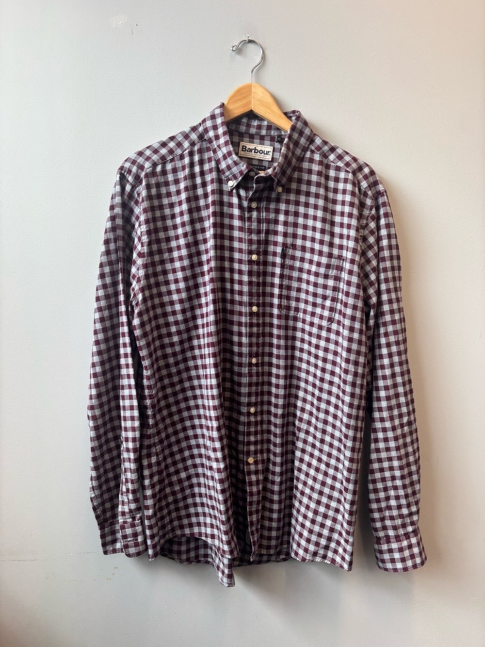 Barbour Men's XL Button-Down Shirt Endsleigh Highland Blue Purple Long Sleeve